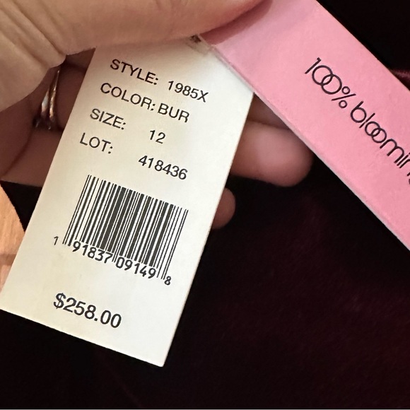 Brand New AQUA Velvet Burgundy Evening Gown - Picture 4 of 5